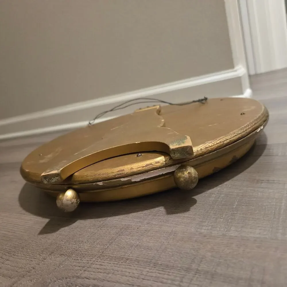 Antique Oval Gold Wood Framed Mirror